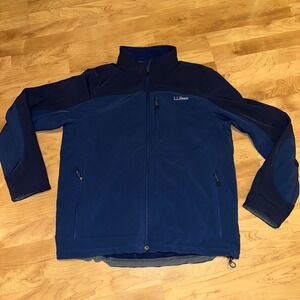 L.L. Bean Soft Shell Jacket Mens Large Blue Full Zip Lightweight‎ Outdoors